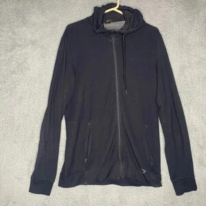 Gymshark men’s black hoodie full zip logo stretch workout gym activewear XL